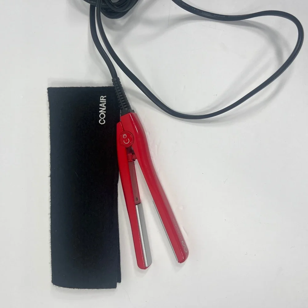FHI Heat Mini GO Styling Iron Red Ceramic Small Travel Flat Iron with Pouch